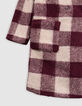 Girl's burgundy wool plaid coat-6