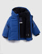 Baby boy blue padded jacket with metallic details-2