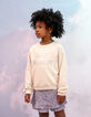 Sweater met metallic boodschap in ecru voor meisjes-2