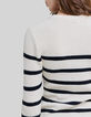 Women’s ecru knit sailor-stripe sweater, anchor buttons-4