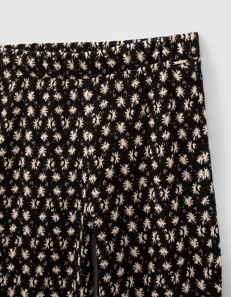 Girls’ black graphic flower print flared trousers-5