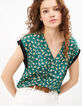 I.Code mint green small leaf print top-1