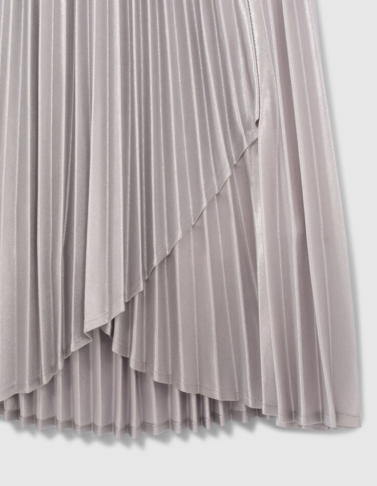 Girls’ silver asymmetric pleated skirt-6