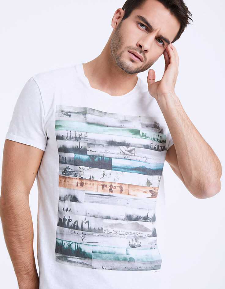 Camiseta blanca visuales Burning Man Hombre-4