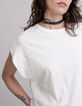 T-shirt met witte facetgeslepen stud voor dames-3