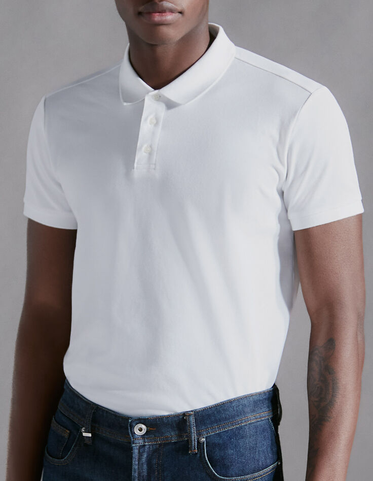 Men’s white COOLMAX® pique knit polo shirt-2