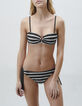 Women’s black bikini with ecru stripes and badges-2