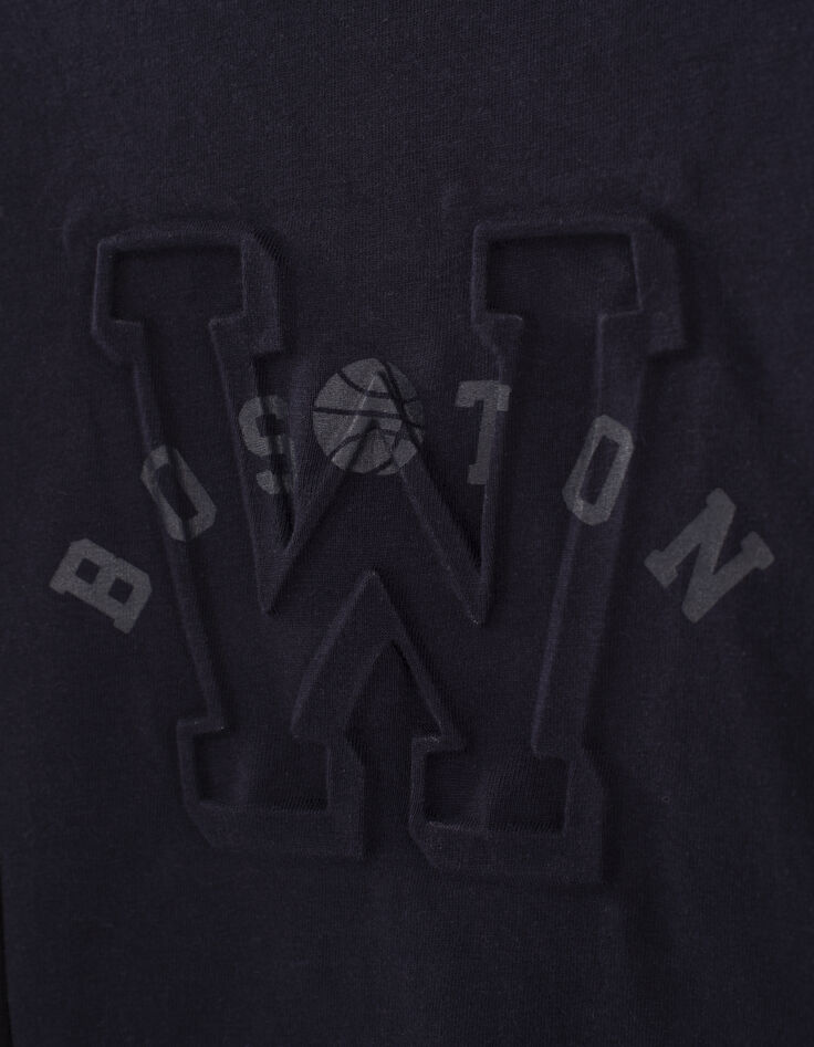 T-shirt navy bicolore avec maxi lettre embossée garçon -4