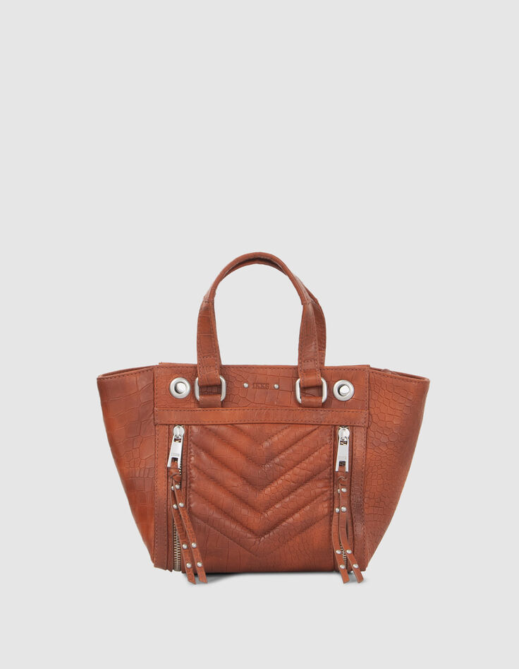 Bolso cabás 1440 Small cuero naranja cocodrilo mujer-1