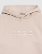 Sudadera con capucha beige de niño con mensajes en relieve-4