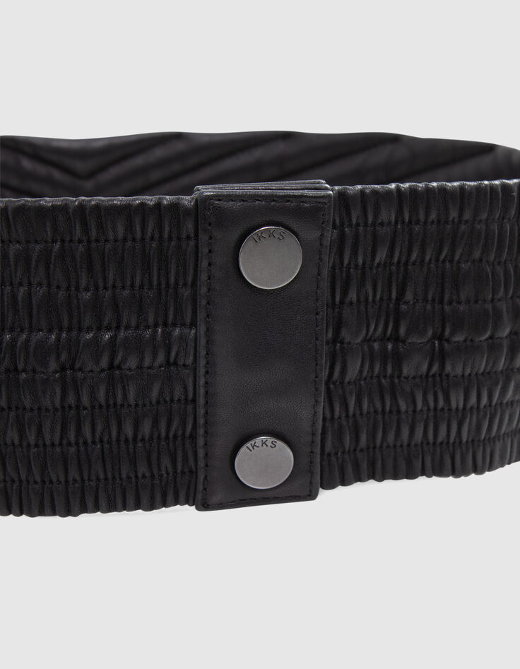 Black leather herringbone quilted dress belt 1440 Woman-6