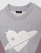 Girl's grey heart-planet maxi sweatshirt-3