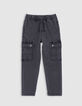 LOOSE grijze denim battle spirit joggers voor jongens-4