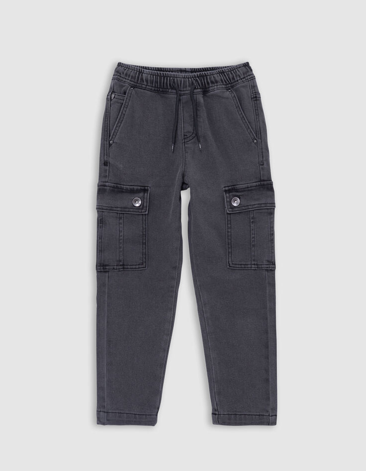 LOOSE grey denim battle spirit joggers for boys-4