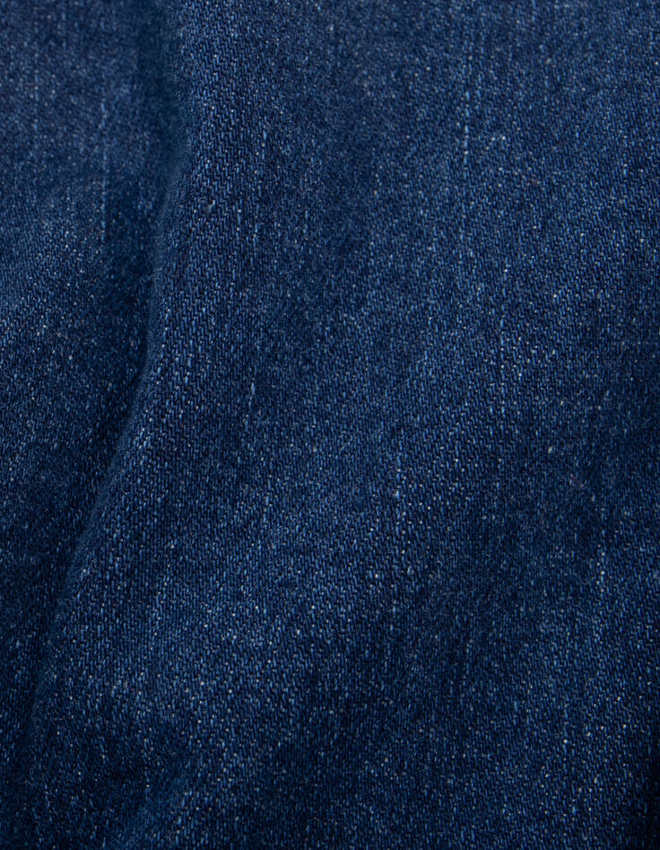 Blaue WIDE-LEG-Mädchenjeans mit Umschlägen und Fransen-7