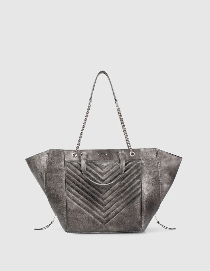 Women’s quilted chevron METALLIC 1440 tote bag-2