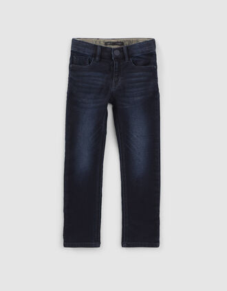 Boys’ blue black slim jeans with chevron topstitching