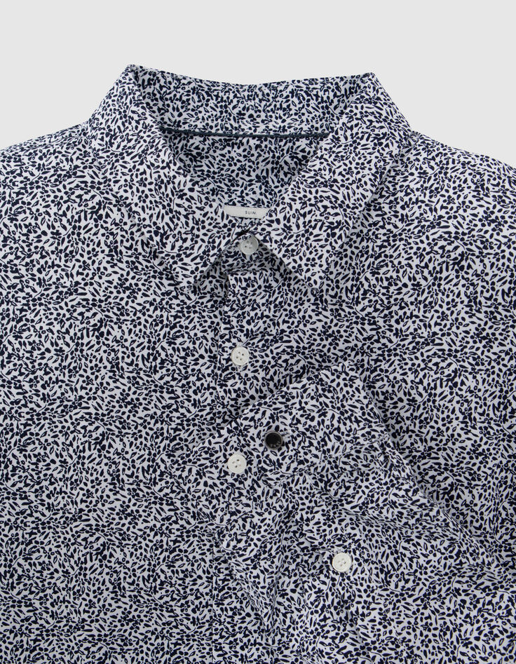 Camisa SLIM de hombre con estampado vegetal azul marino-5