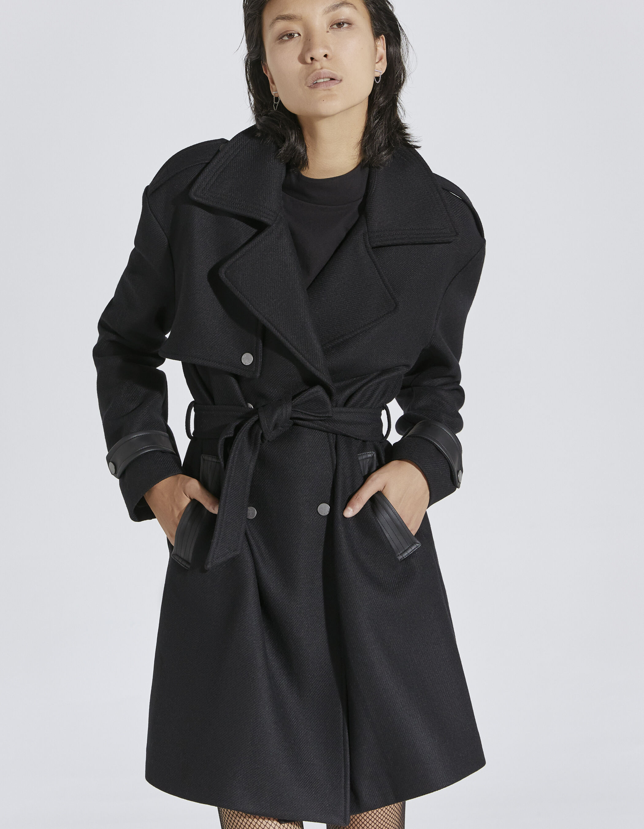 Trench coat noir cheap femme