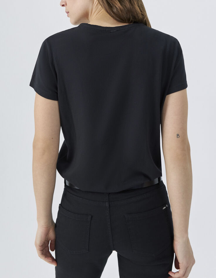 Zwart T-shirt met afgewassen tekstopdruk dames-3