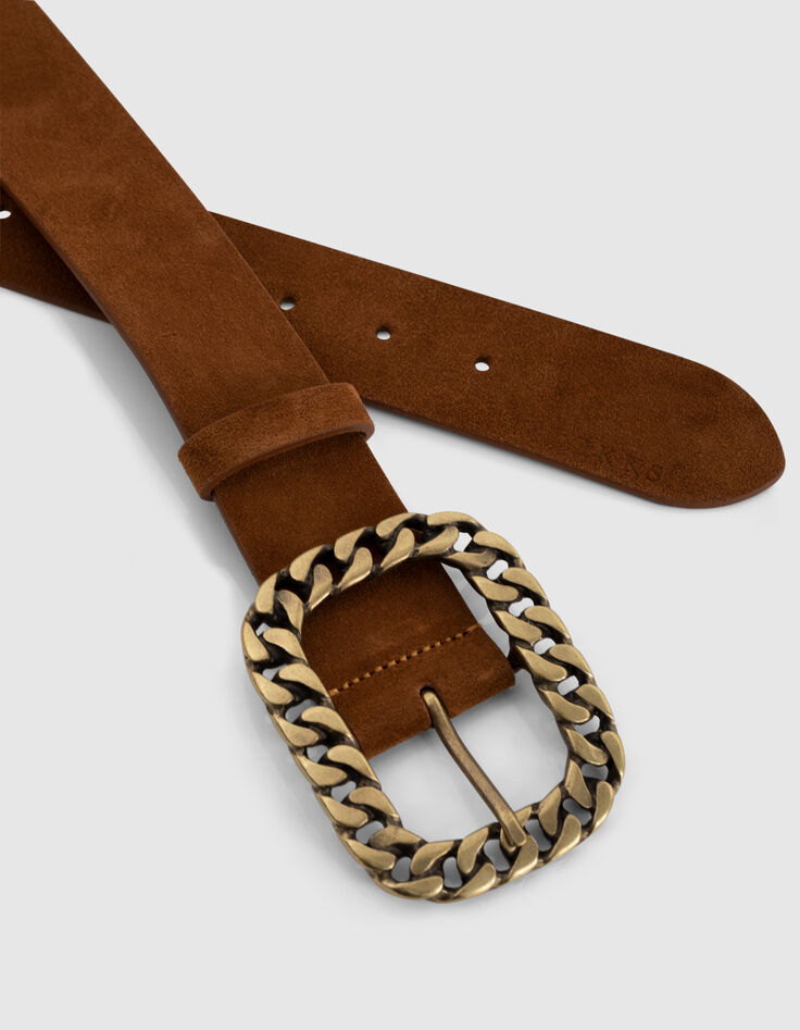 Women’s sand suede curb-chain style belt-2