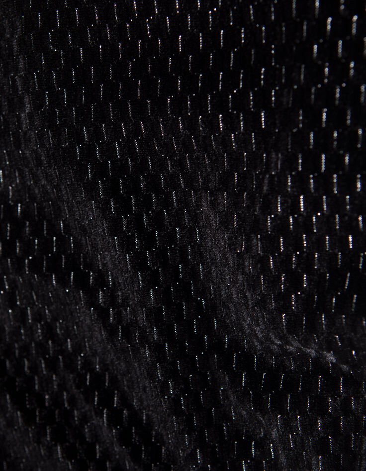 Girls’ black texture, lurex, jacquard velvet knit shorts-7
