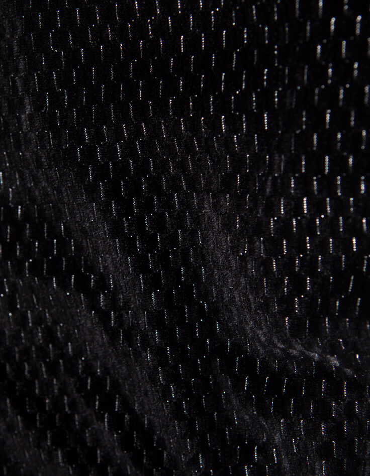 Schwarze Mädchenshort, Jacquardvelours, Lurexrelief-7