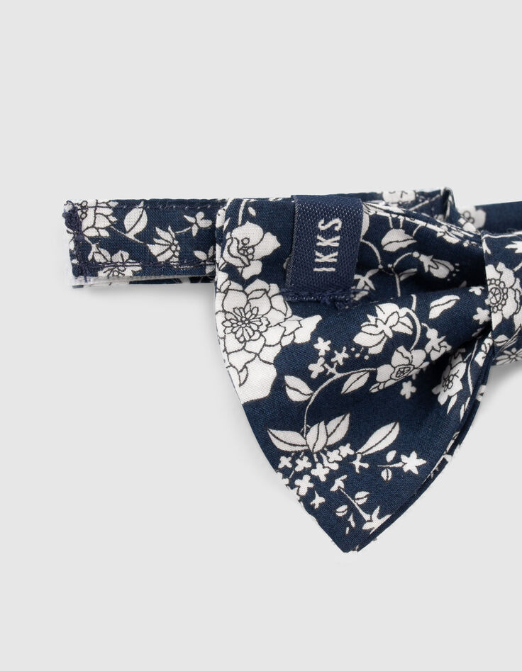 Boy's navy floral print bow tie-3