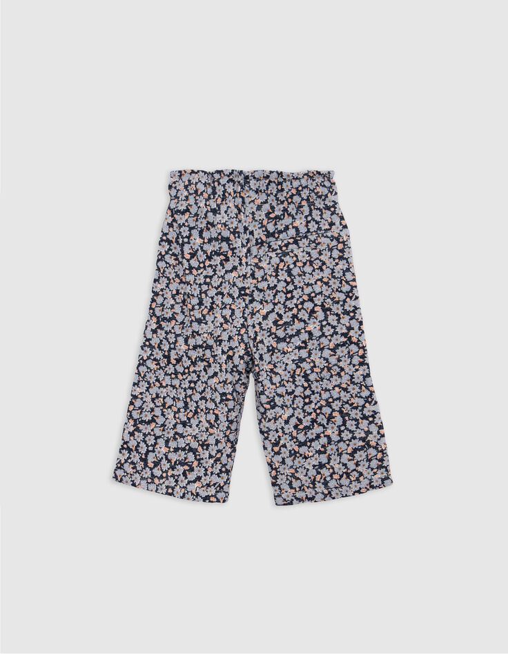 Pantalon marine coton bio fleurs lavande bébé fille-3