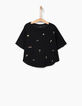 Girls’ black embroidered T-shirt-cape-2