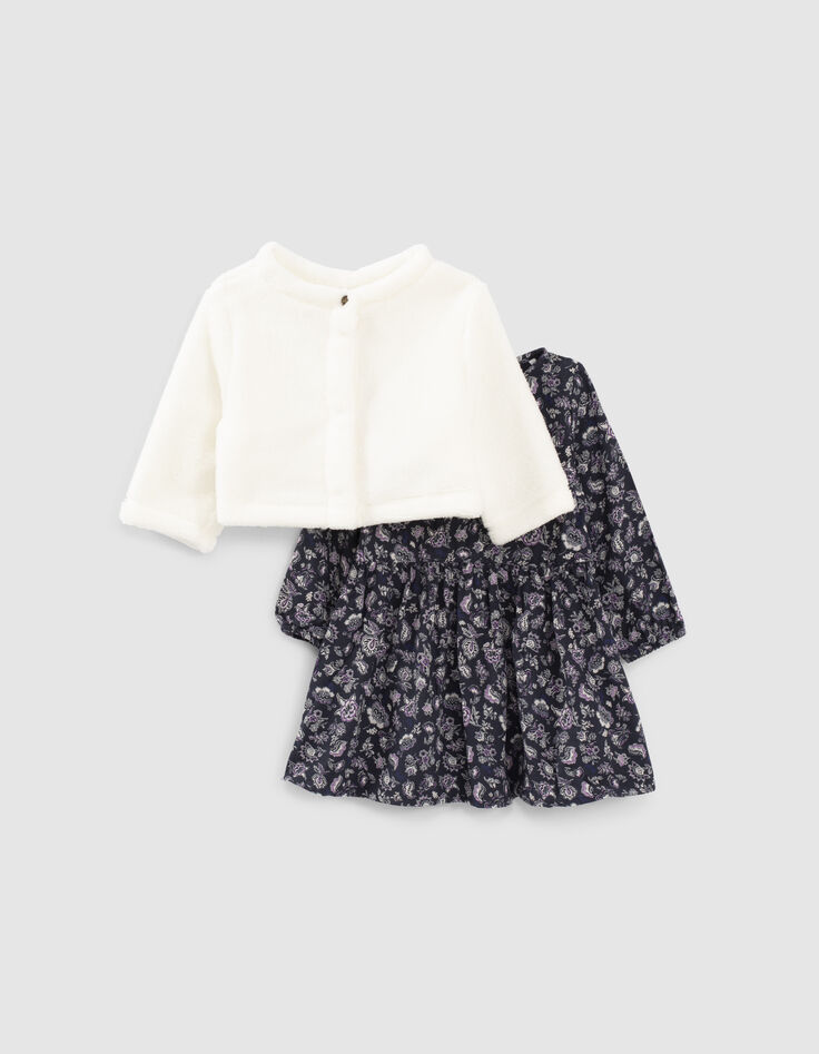 Robe navy 2 en 1 avec sweat cardigan bébé fille-1