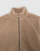 Boy's beige recycled sherpa cardigan with zipped pockets-3