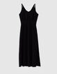 Women’s black long dress with beaded straps and slit-1
