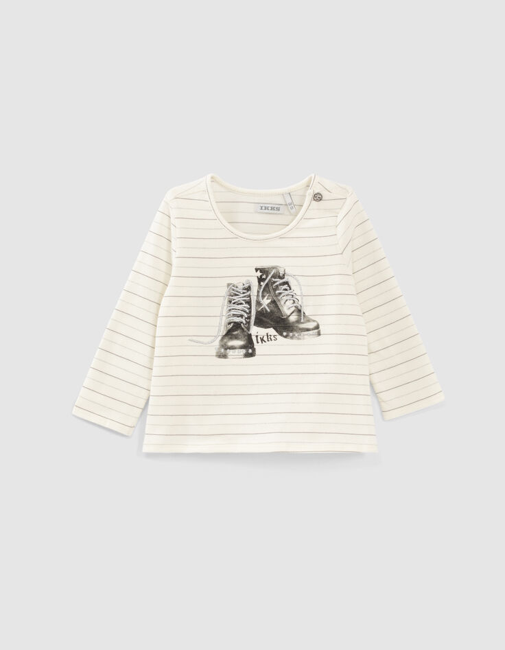 Girls’ off-white lurex striped boots image T-shirt-1