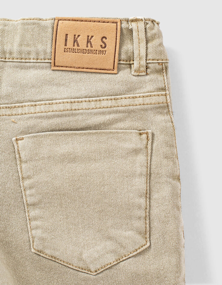 Boys’ medium beige denim Bermudas with patches -5