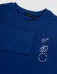 Boy's blue organic cotton T-shirt, K-comet logo on back-6