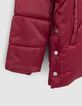 Girls’ burgundy fur-lined quilted hooded padded jacket-6