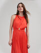 Women’s orange recycled long dress with asymmetric top-5