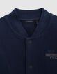 Boy's navy fleece cardigan with teddy collar-3