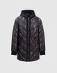 Women’s long light padded jacket+sweatshirt fabric hood-6