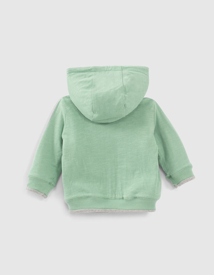 Omkeerbaar vest grijs en groen sweatstof babyjongens -6