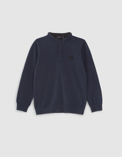 Boys’ navy knit button-neck sweater - IKKS