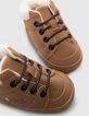 Baby boy camel sneakers with sherpa trim-7