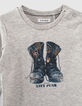 T-shirt gris coton bio visuel boots bébé garçon -2