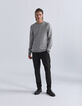 Pull gris tricot relief gaufré Homme-6