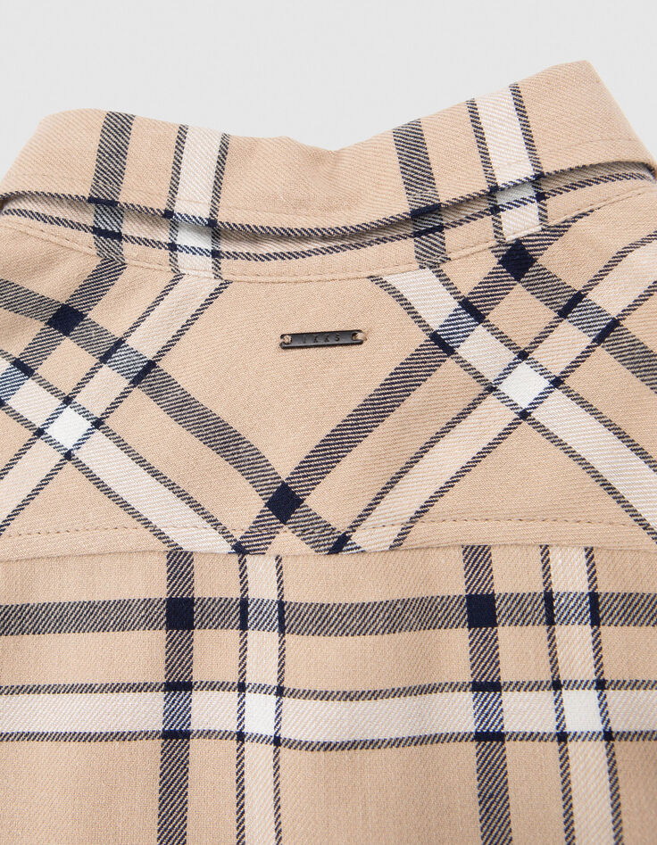 Boy's beige plaid shirt-6