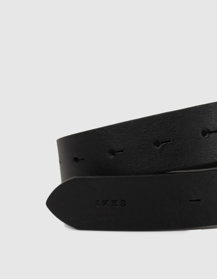 Women’s black calfskin leather belt with holes-3