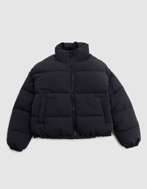 Girl's black recycled quilted down jacket - IKKS