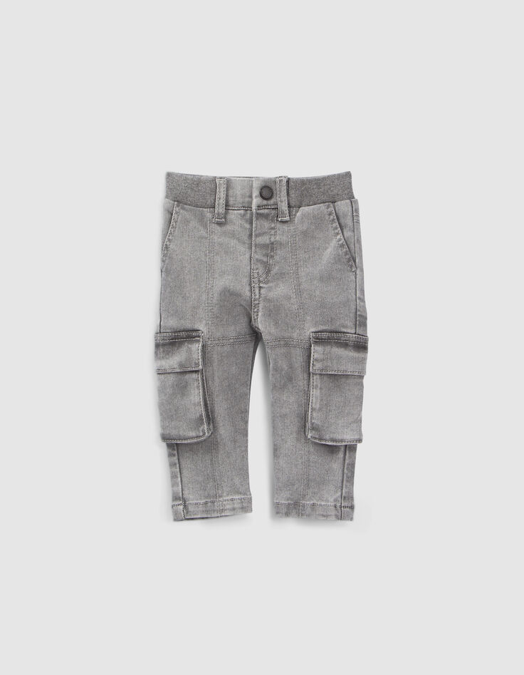 Grijze BATTLE-jeans ribboord-taille babyjongens-1
