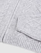 Girl's grey zip-up cable-knit cardigan-6